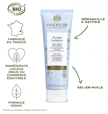 Sanoflore Aciana Botanica Gelée d'Huile Démaquillante Visage et Yeux Certifiée Bio 125 ml