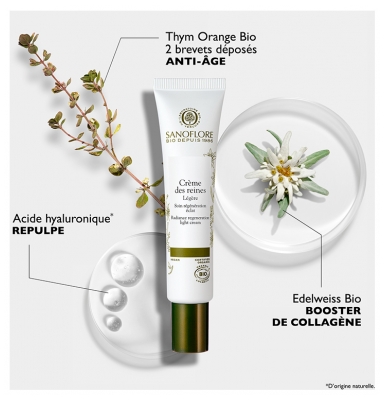 Sanoflore Crème des Reines Légère Anti-Âge Éclat Bio 40 ml