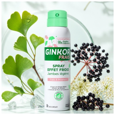 Ginkor Frais Spray Effet Froid Jambes Légères Frais et Relaxant 125 ml