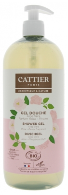 Cattier Gel Douche Sans Sulfate Aloe Vera Parfum Rose Pivoine Bio 1 L