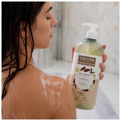 Cattier Gel Douche Sans Sulfate Aloe Vera Parfum Vanille Tonka Bio 1 L