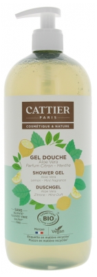 Cattier Gel Douche Sans Sulfate Aloe Vera Parfum Citron Menthe Bio 1 L