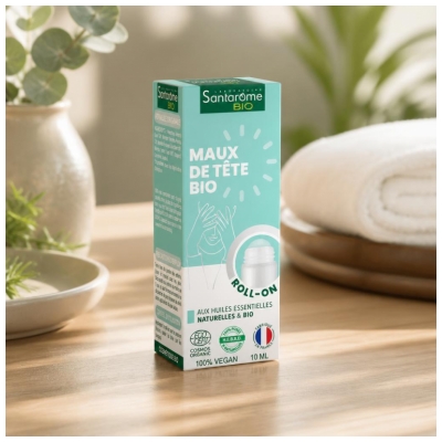 Santarome Roller Maux de Tête Huiles Essentielles Bio 10 ml