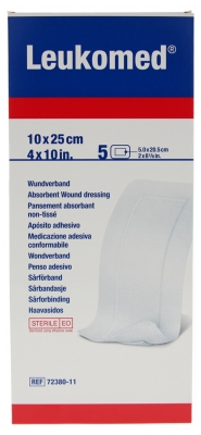 Essity Leukomed 5 Pansements Absorbants Non-Tissés 10 x 25 cm