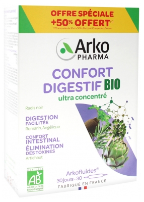 Arkopharma Arkofluides Confort Digestif Bio 20 Ampoules + 50% Offert