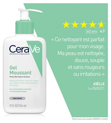 Cerave Gel Moussant Visage Pour Les Peaux Normales à Grasses 236 ml