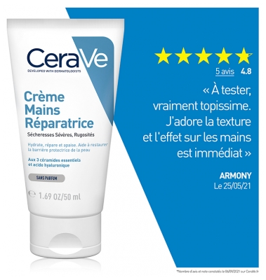 CeraVe Crème Mains Réparatrice Sans Parfum 50 ml