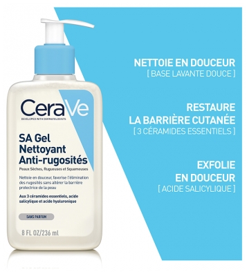 Cerave sa Anti-Rugosités Gel Nettoyant Pour Les Peaux Sèches et Rugueuses 236 ml