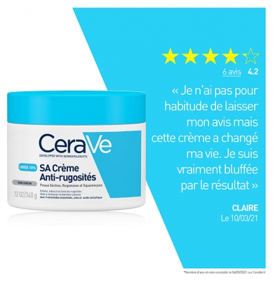 Cerave sa Anti-Rugosités Crème Pour Les Peaux Sèches et Rugueuses 340 ml