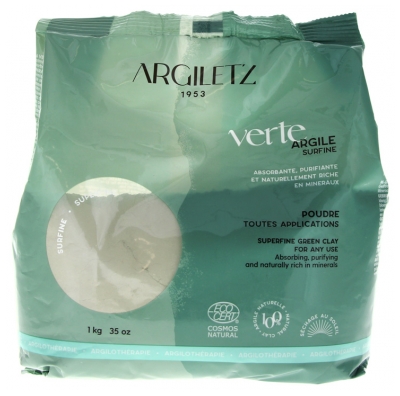 Argile verte surfine 1 kg - Alternatif naturel pour soins de la peau