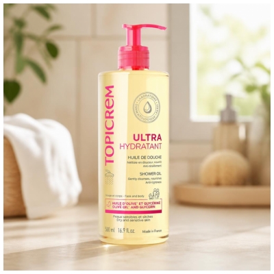Topicrem Ultra-Hydratant Huile de Douche Peaux Sensibles et Sèches 500 ml