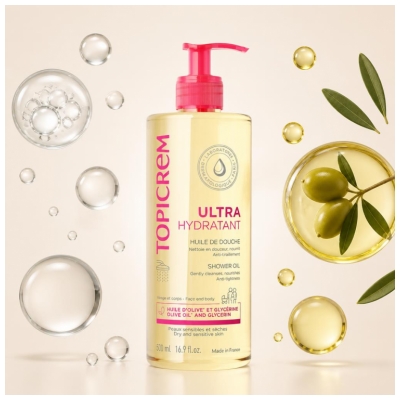 Topicrem Ultra-Hydratant Huile de Douche Peaux Sensibles et Sèches 500 ml