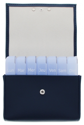 Pilbox Maxi Pilulier Semainier Pratique et Efficace - Couleur : Marine
