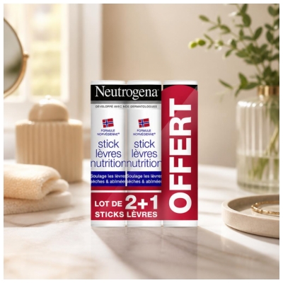 Neutrogena ® Trio Sticks Lèvres (2 Achetés le 3Ème Offert) Stick de 3 X 4,8 g