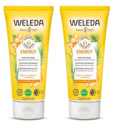 Gel Douche Dynamisant à l'Essence de Citron Bio - Lot de 2 x 200 ml