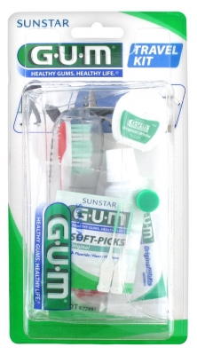 Gum Kit Voyage Travel (Brosse à Dents + Fil et Dentifrice Original White) - Couleur : Rouge