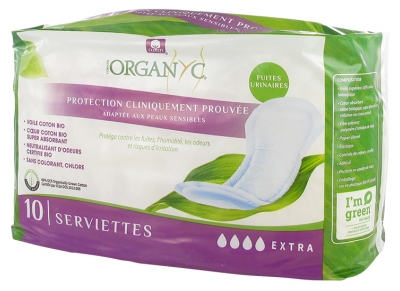 Serviettes absorbantes pour fuites urinaires - Pack de 10 unités
