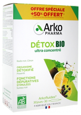 Arkopharma Arkofluides Détox Bio 20 Ampoules +50% Offert