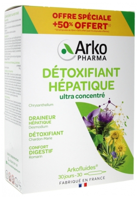Arkopharma Arkofluides Détox Hépatique Desmodium Chardon Marie 20 Ampoules + 50% Offert