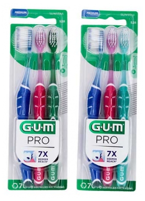 GUM Pro Brosse à Dents Medium 3 Brosses