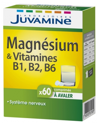 Juvamine Magnésium + Vitamines B1 B2 B6 60 Comprimés à Avaler