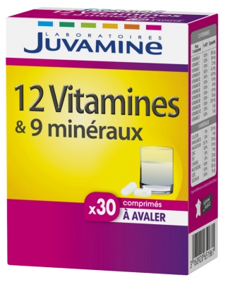 Juvamine 12 Vitamines + 9 Minéraux 30 Comprimés à Avaler