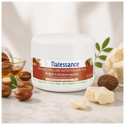 Natessance Masque Capillaire Nutrition - Argan & Kératine Végétale