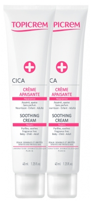 Topicrem CICA - Peaux irritées Crème Apaisante Réparatrice Lot de 2 x 40 ml