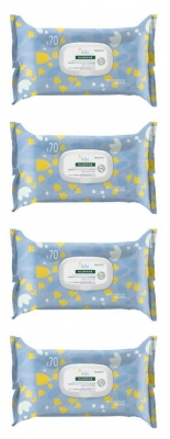 Lingettes Nettoyantes pour Bébé Klorane - Lot de 4 Paquets de 70 Lingettes