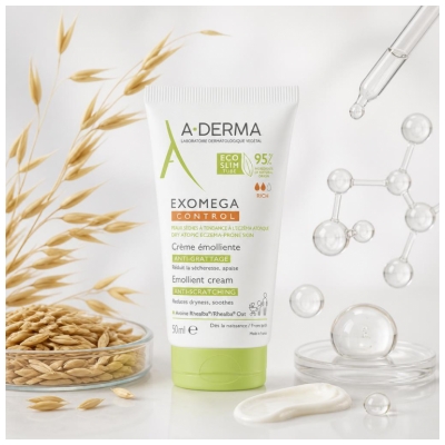 A-DERMA Exomega Control Crème Émolliente Anti-Grattage Peaux Sèches Eczéma 50 ml