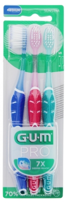 GUM Pro Brosse à Dents Medium 3 Brosses