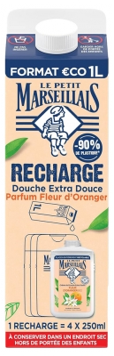 Le Petit Marseillais Extra Doux Douche Fleur d'Oranger Bio Éco-Recharge 1 L