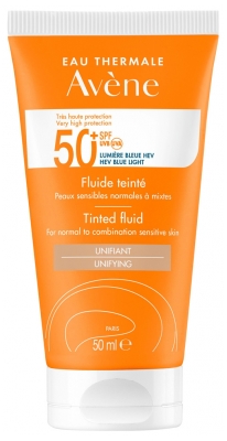Avène Eau Thermale - Solaire - Fluide 50+ Uvb Uva Lumière Bleue Hev Peaux Sensibles Normales Teinté 50 ml