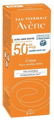 Avène Eau Thermale - Solaire - Crème 50+ Uvb Uva Lumière Bleue Hev Peaux Sensibles Sèches 50 ml