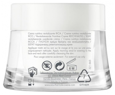 Avène Eau Thermale - Les Essentiels - Crème Nutritive Revitalisante Riche - Peaux Trèsèches 50 ml