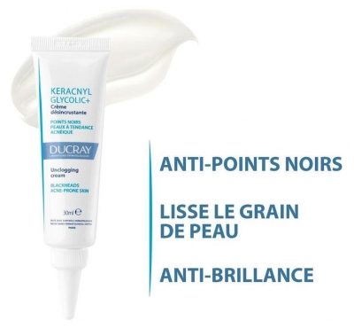 Ducray Keracnyl Glycolic Émulsion Points Noirs et Imperfections - Peaux Grasses à Tendance Acnéique 30 ml