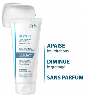 Ducray Dexyane Crème Émolliente Anti-Grattage Peaux Trèsèches et à Tendance Atopique 200 ml