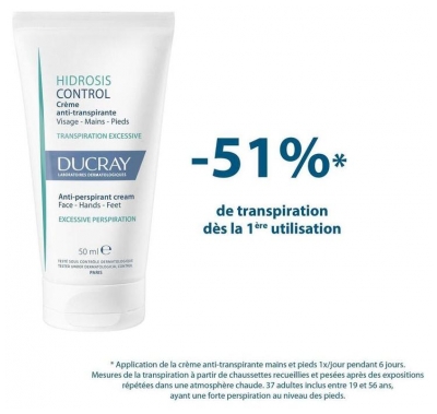 Ducray Crème Visage Mains et Pieds Crème Anti Transpirante Hidrosis Control 50 ml