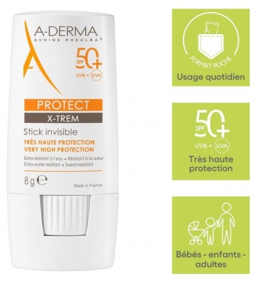 A-Derma Protect X-Trem - Stick Solaire Invisible Spf50+ 8 g
