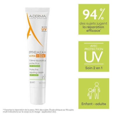 A-Derma Epithélial A.h Ultra 50+ - Crème Réparatrice Protectrice Anti-Marques 40 ml