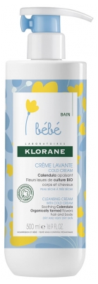 Klorane Calendula Bébé - Crème Lavante Cold Cream au - Bébé - Corps et Cheveux - Peau Sèche et Trèsèche 500 ml