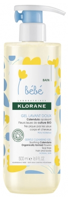 Klorane Calendula Bébé - Gel Lavant Doux au Apaisant Corps Et Cheveux  Peau Normale 500 ml