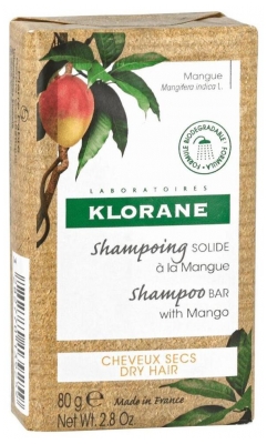 Klorane Mangue Shampoing Solide Nutrition à la Mangue - Cheveux Secs 80 g