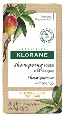 Klorane Mangue Shampoing Solide Nutrition à la Mangue - Cheveux Secs 80 g