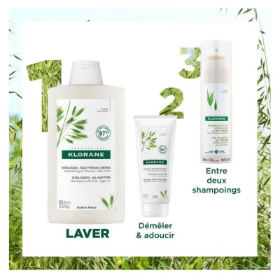 Klorane Avoine Shampoing Extra-Doux au Lait d'Avoine - Usage Fréquent - Tous Types de Cheveux Dès 3 Ans 200 ml