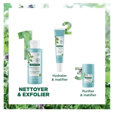 Klorane Menthe Aquatique et Argile - Poudre Purifiante Visage 3 en 1 Bio 50 g