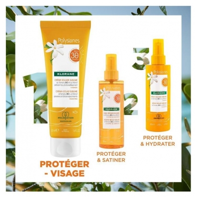 Klorane Solaire - Crème Solaire Sublime SPF 30 au Tamanu Bio et Monoï - Visage 50 ml