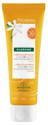 Klorane Solaire - Crème Solaire Sublime SPF 30 au Tamanu Bio et Monoï - Visage 50 ml