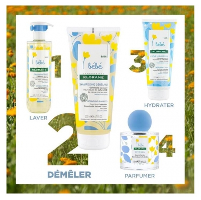 Klorane Calendula Bébé - Shampoing Doux Démêlant au Apaisant - Cheveux Délicats 200 ml
