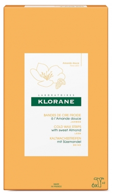 Klorane Amande Dépilatoire - Bandes de Cire Froide à l'Douce - Jambes